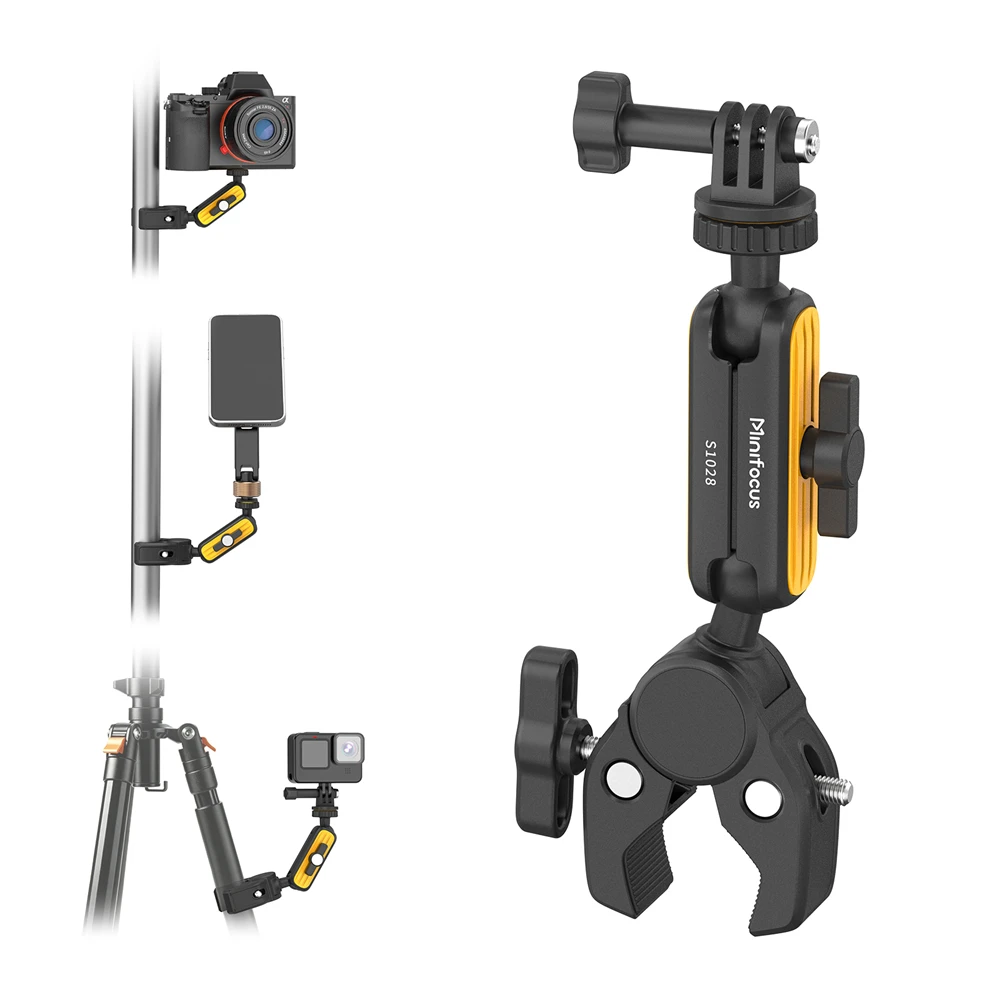 

Super Clamp with 360° Dual Ball Head Magic Arm Action Camera Clamp Mount Adapter for DSLR Monitor LED Light GoPro, DJI Action
