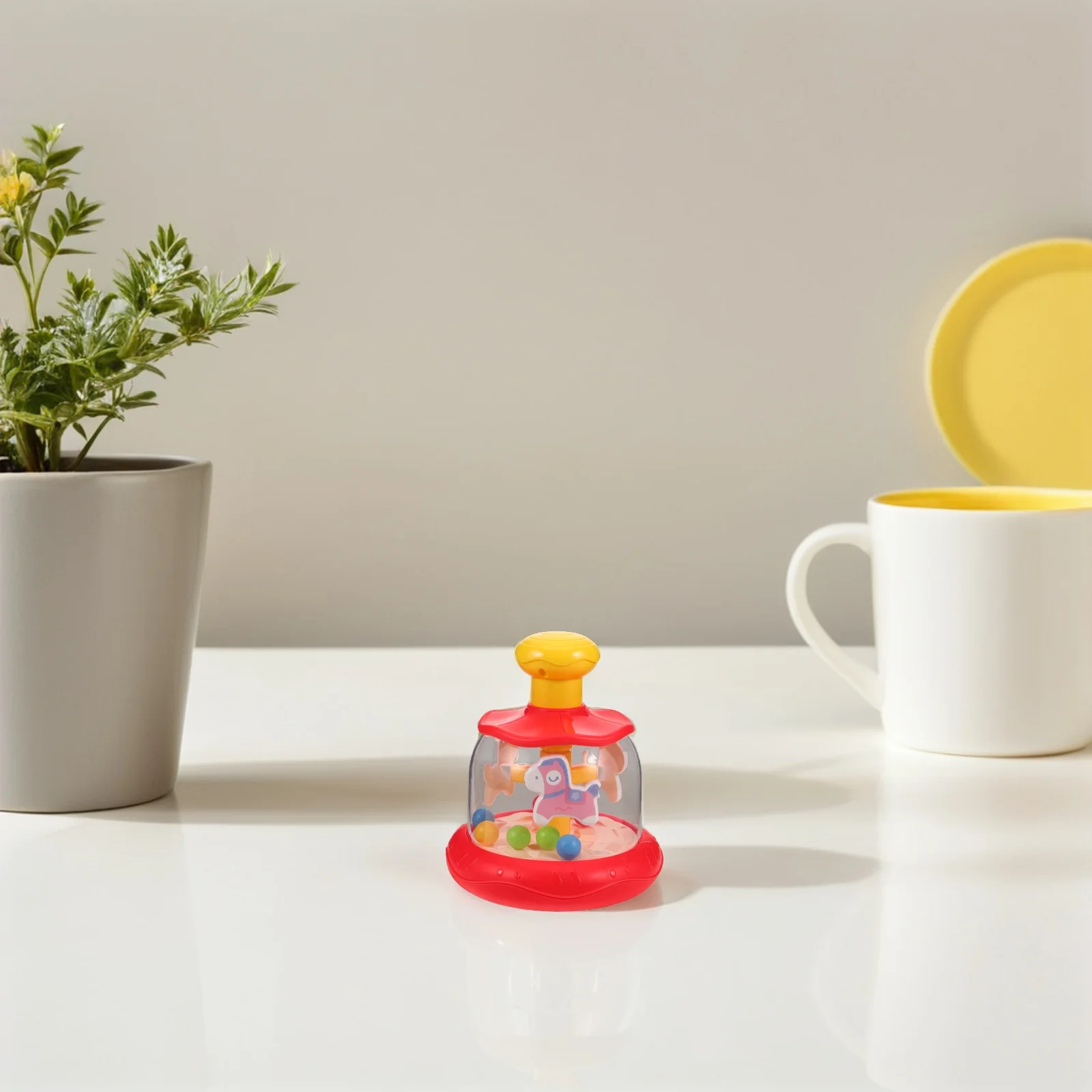 Rotating Horse Toy: Bright Baby Sensory Ball With Turntable Press Spin Motor Skills Learning Game For Toddlers Montessori