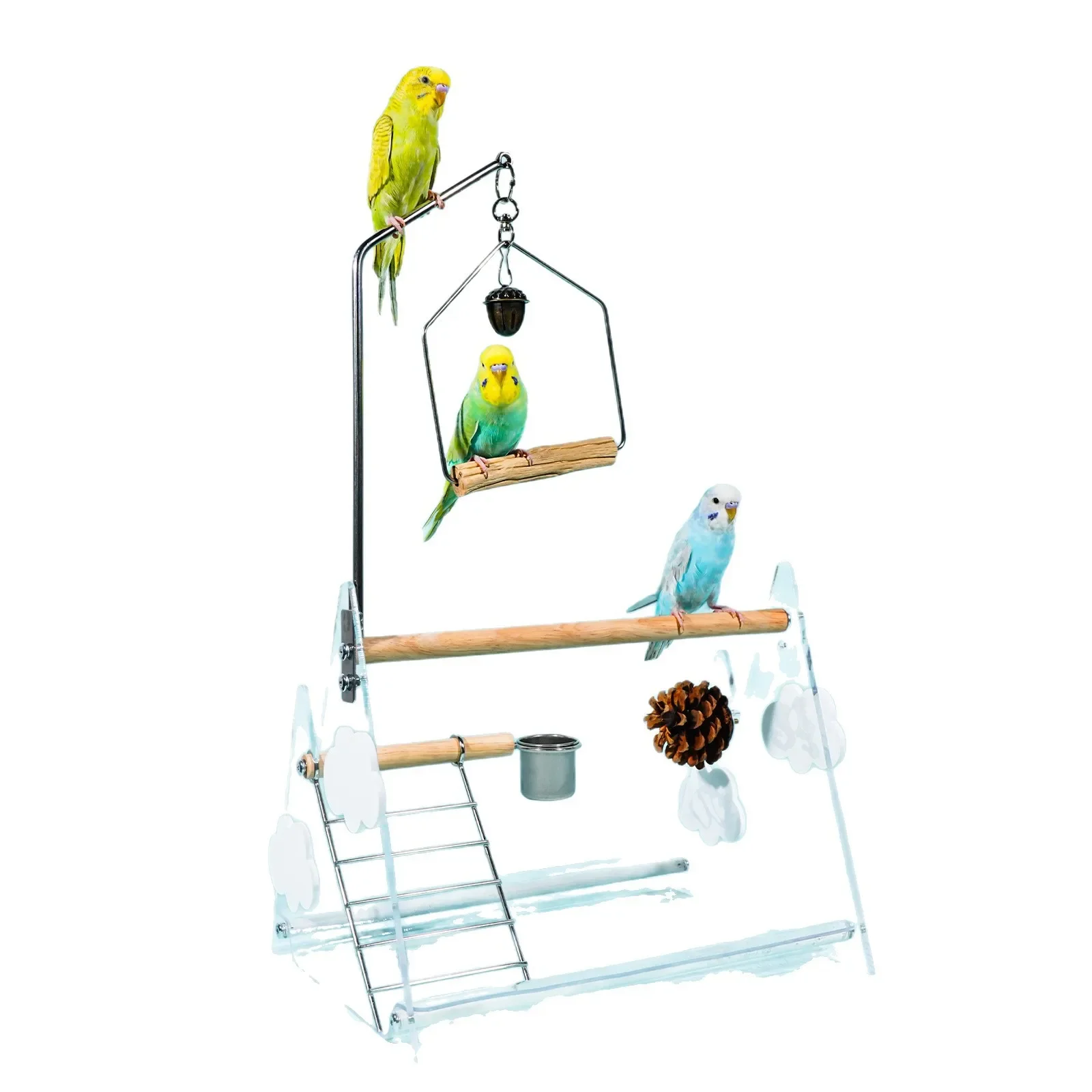 

Parrot bird stand high value drinking water feeding washable tray small and medium bird light and compact