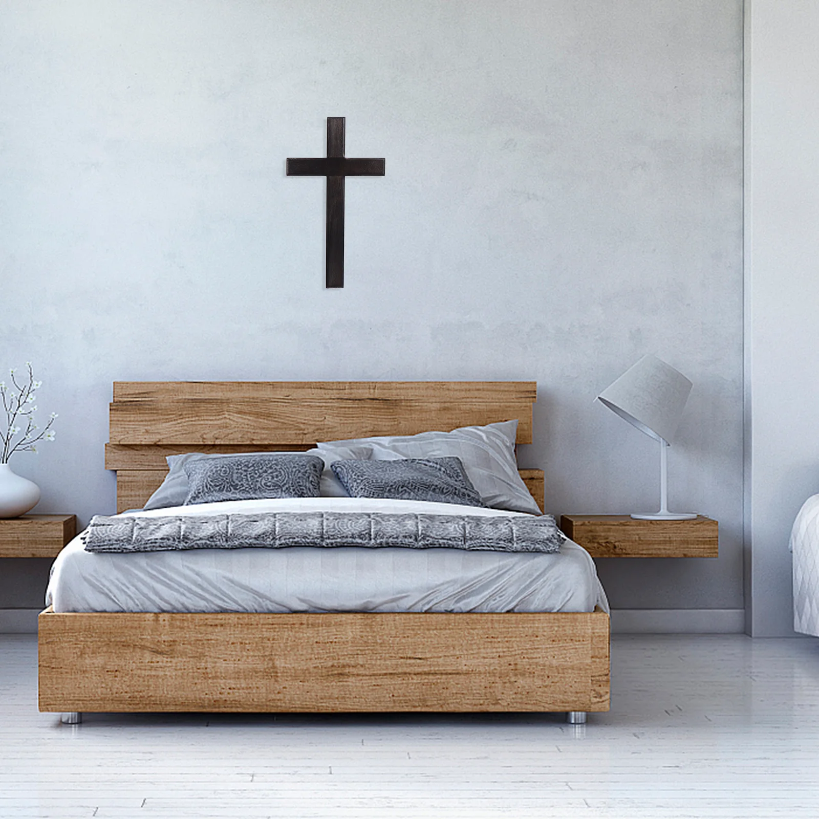 

1Pcs Solid Wood Cross Hanging Ornament Black Rustic Christian Wall Decor for Home Office Church Sacred Space Decoration