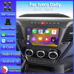 Android 16 Car Radio For Iveco Daily 6 2013 2015 2016 -2021 Stereo Multimedia Player Carplay+Auto WIFI+4G Stereo DSP 360 Camera