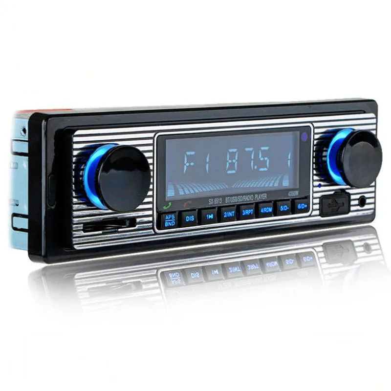 Car Radio Bluetooth-compatible Vintage Dual Knob MP3 Player FM Tuner Stereo USB AUX Car retro Audio Receiver Speaker Accessories