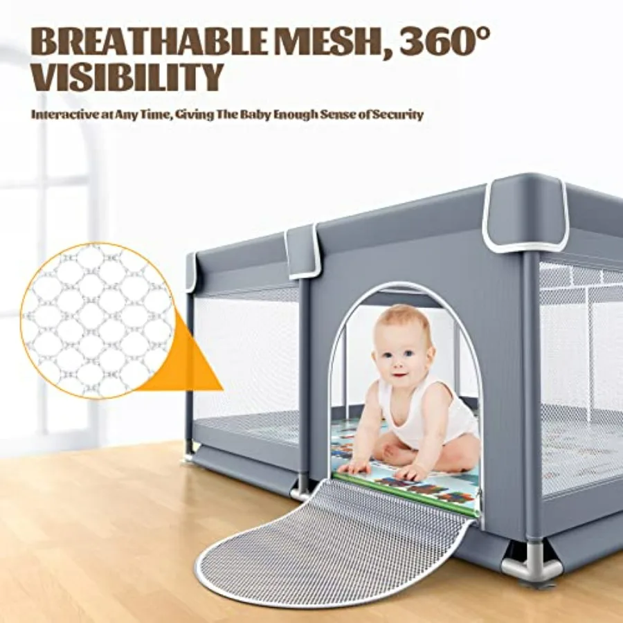 Baby Playpen with Mat 50x50 Inch Playpen for Babies and Toddlers Playard for Safety Play Yard Indoor Outdoor Baby Fence Activit