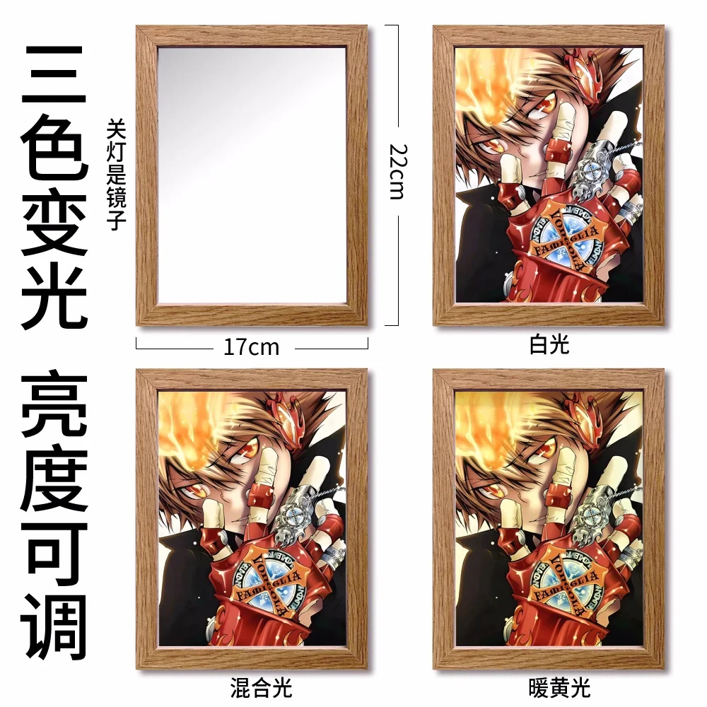 Anime HITMAN REBORN! Vongola Primo Gokudera Hayato Lamp Ornaments Figure Desk Frame Mirror Cosplay 6569 Kids Collection Toy