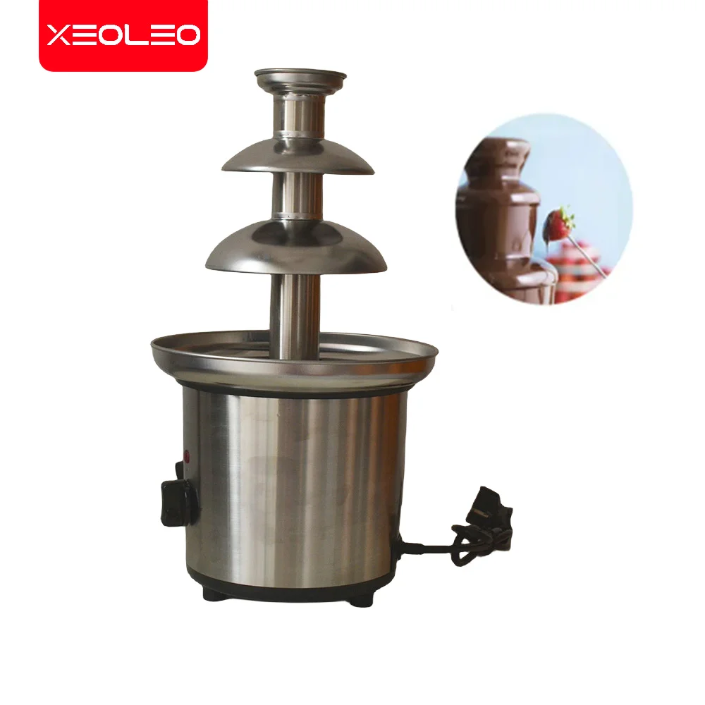XEOLEO ماكينة صنع نافورة الشوكولاتة الكهربائية 3 طبقات نافورة الشوكولاتة آلة الشلال ذوبان الاحترار آلة الشوكولاته