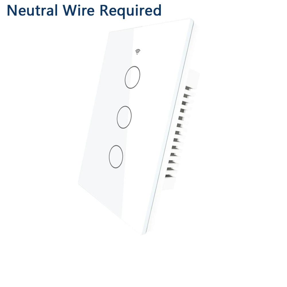 Tuya US WiFi+Bluetooth Smart Switches  Neutral Wire Required 1/2/3 Gang Light WiFi Touch Switch Work with Alexa Google Home