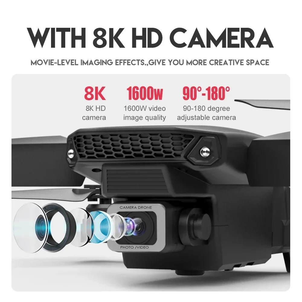 Per xiaomi E88 Pro aereo fotografico aereo 8K Dual Camera Drone Gimbal a tre assi automatico Cruise Folding Drone