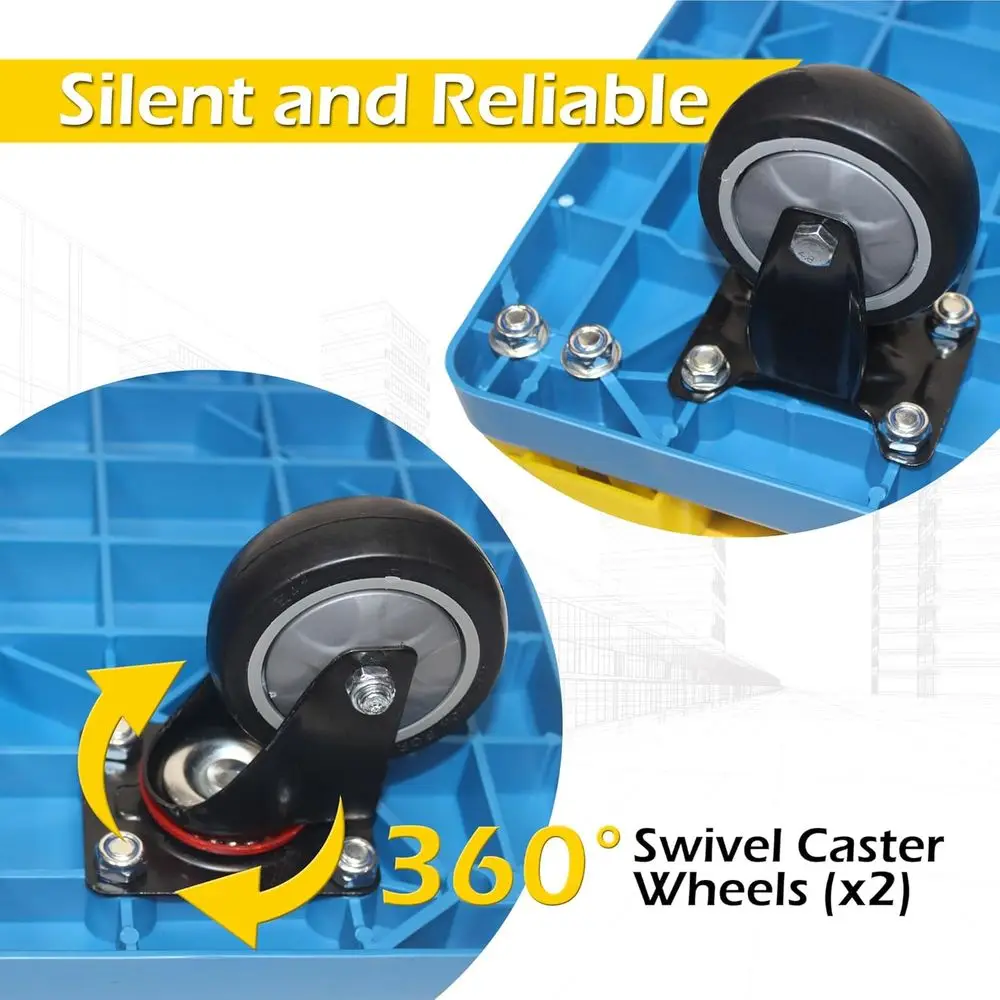 Camión con plataforma plegable y resistente con capacidad de 770 libras: cubierta azul, mango amarillo, perfecto para el hogar, el jardín, la oficina, la taller,