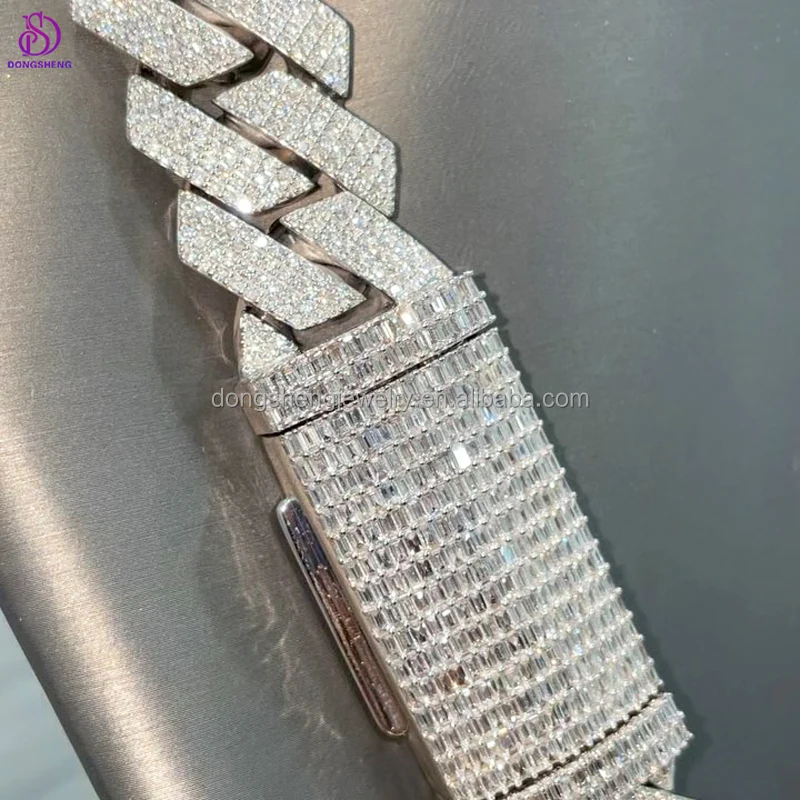 Pass Diamond Tester 925 Silver 18K Gold Cuban Link Necklace Iced Out Hip Hop Jewel Vvs Moissanite Cuban Chain