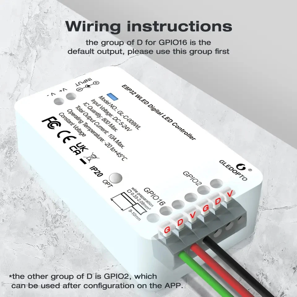 GLEDOPTO ESP32 WLED LED Controller GL-C-009WL (ESP32) DC5-24V Without Gateway