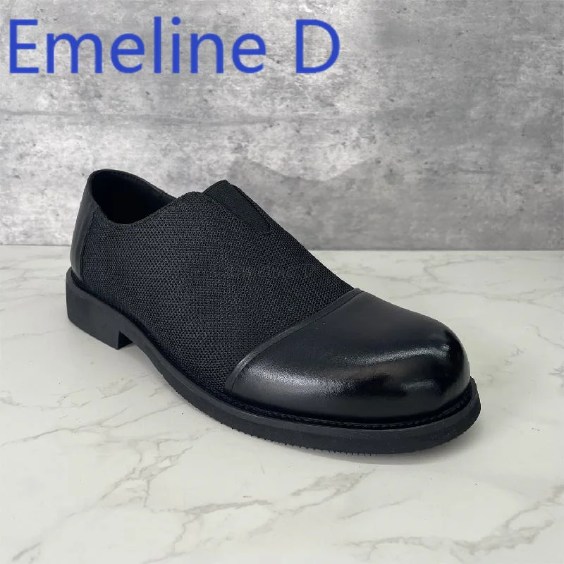 

Splicing Mesh Breathable Shoes Fashionable Spring and Autumn Style Leather Shoes One Foot Workwear Outdoor Casual Shoes