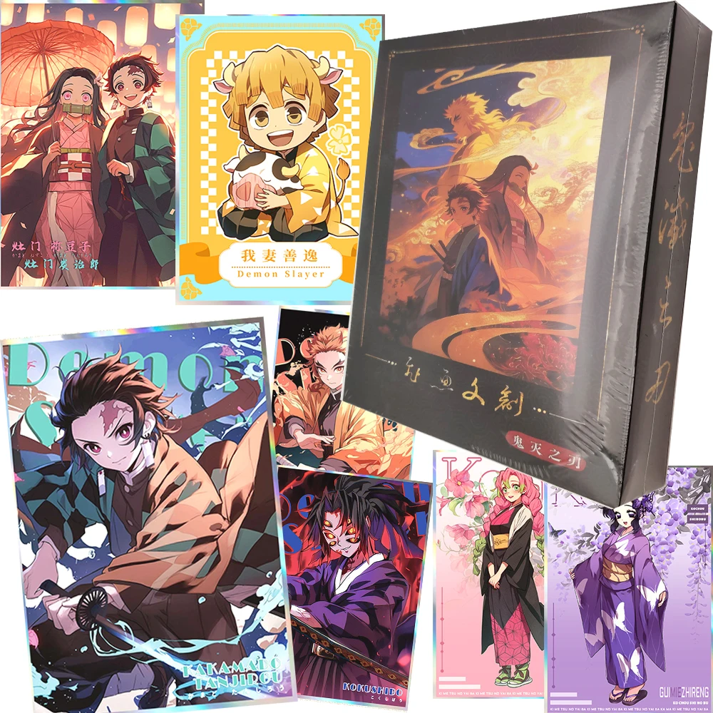 

Japanese Anime Demon Slayer Acrylic Color Paper Collection Cards Cartoon Cute Q-version Animal Cosplay Fun Cards Festival Gifts