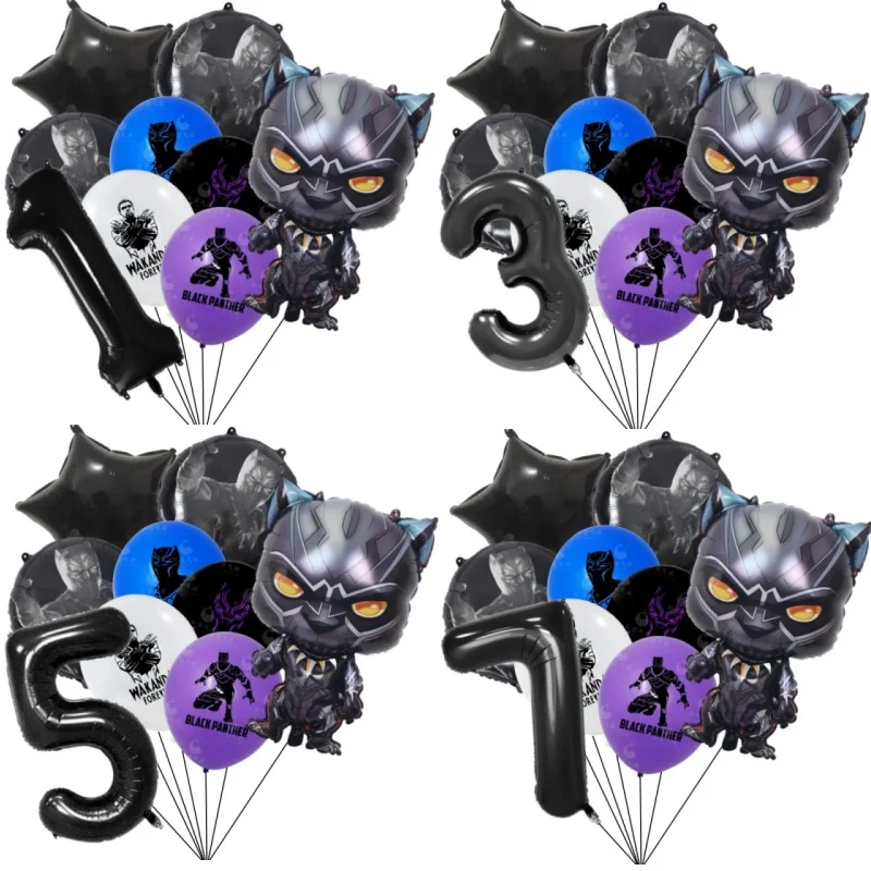 

9Pcs Black Panther Foil Balloon Set 32inch Black Digit 1-9 Years Old Baby Shower Superhero Themed Kid Boy Birthday Party Decorat