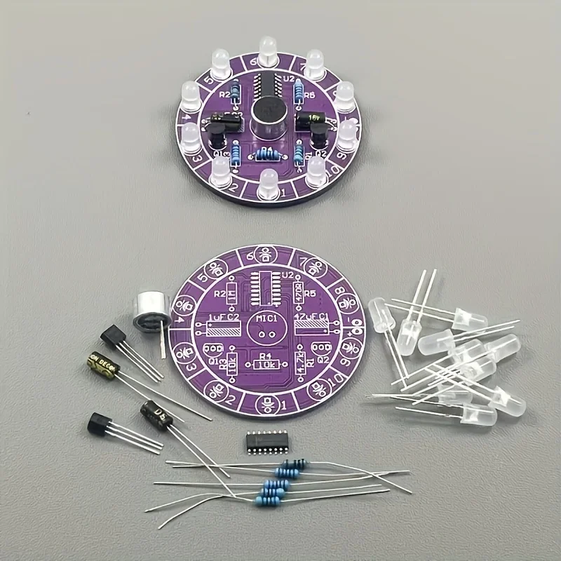 Soldering Practice SMD CD4017 Red Voice-activated Rotating LED Light Kit Electronics DIY Kit Student Lab