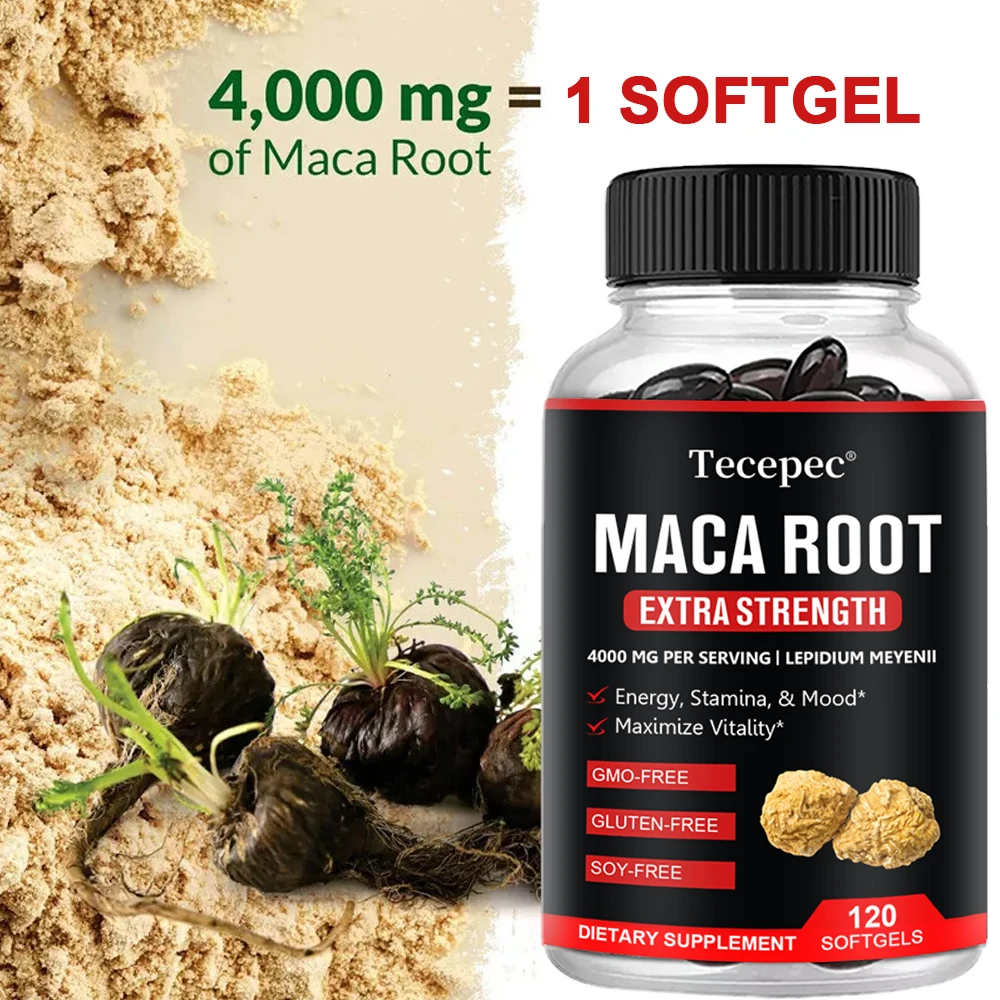 Tecepec Premium Maca Root Capsules, 4000 Mg, Energy & Mood Support, Vitality Support, Healthy Balance