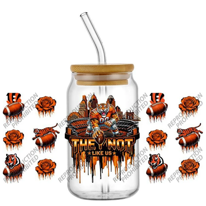 Hotsale Popular Football Cool Team Mascots 16oz UV DTF 3D Transfer Sticker Decals Wraps Glass Can Cups Creative Craft DIY view 5