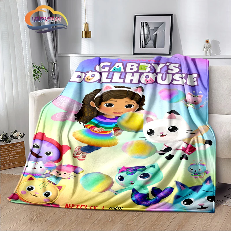 3D Printed Gabby\'s Dollhouse Plush Blanket Fashion Flannel Fleece Children\'S and Girl  Sofa Nap  Travel