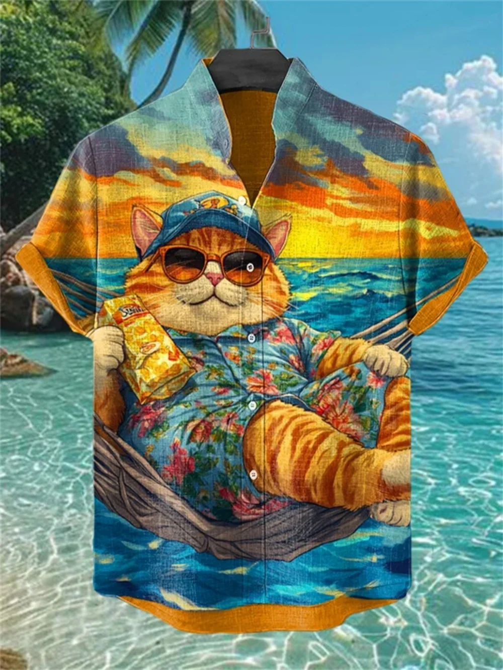 

Men's plus Size Hawaiian Shirt 3D Printed Stand up Collar Short Sleeve Button Front Breathable Leisure Vacation Clothing XS-5XL