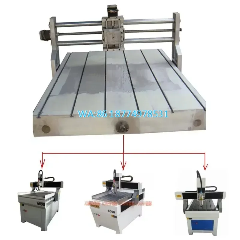 Wmwmnu Customized CNC 6090 Casting Frame Kit with Lathe Bed Ball Screw Bearing Stepper Motor and Coupler for 6090 Engraving