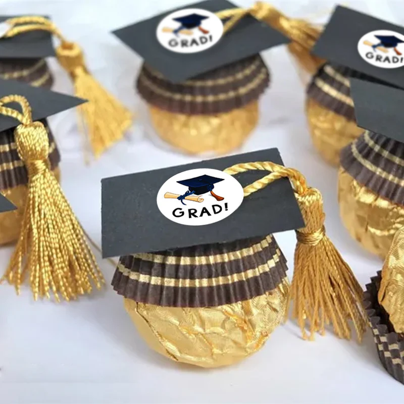 ﻿ ﻿   24 قطعة قبعة التخرج البكالوريوس على شكل ملصقات التسمية الخريجين ديكور ذاتي الصنع هدية ختم تسميات تهنئة غراد حفلة لصالح المورد