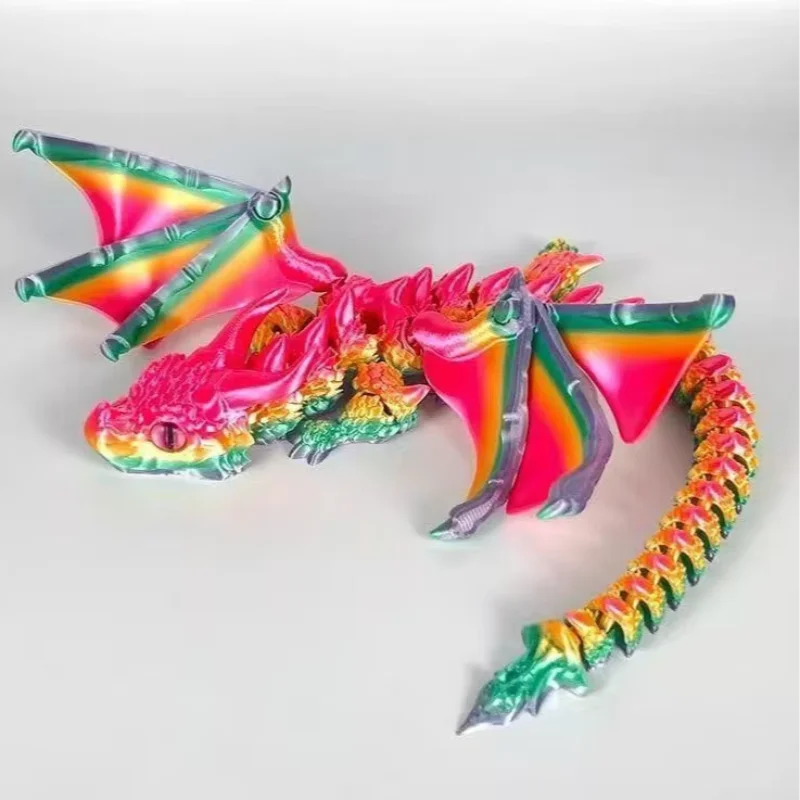 

3D Printed Winged Carriage Dragon Figurine Toys Rotatable Articulated Decoration Animals Dragon Desktop Ornament Home Decor