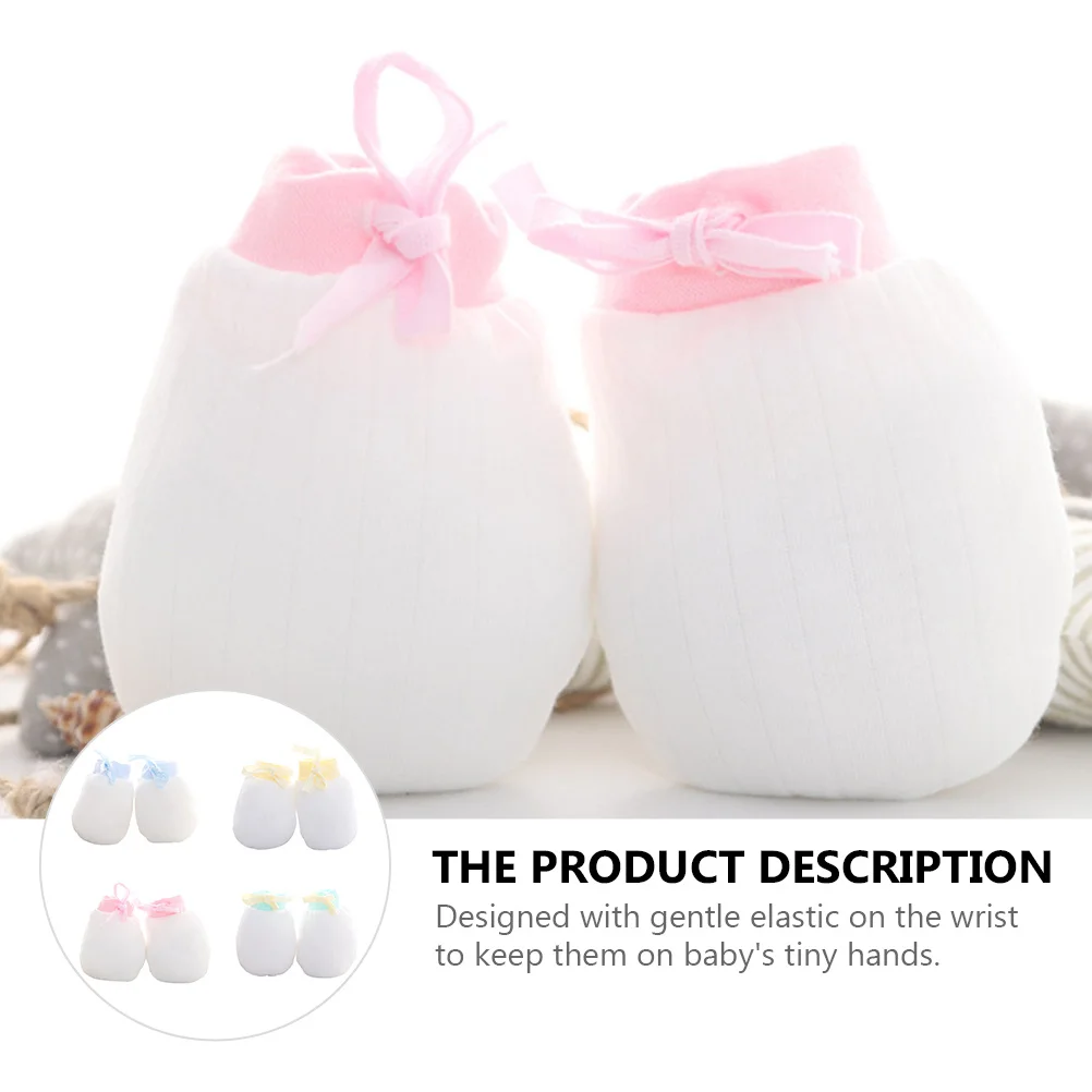 4Pairs Proof Mittens Gentle Elastic Infant Gloves Newborn Warm Cotton Gloves Newborn Baby Mittens