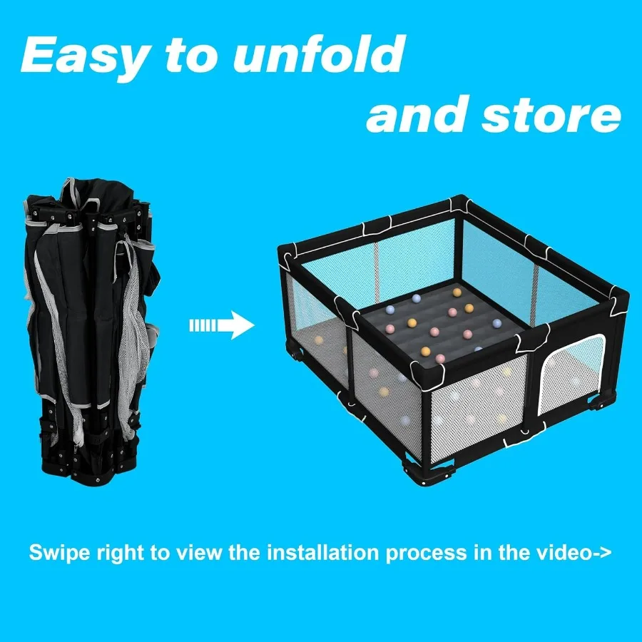 Box pieghevole per bambini con tappetino Grande box pieghevole per neonati e bambini piccoli Penna da gioco portatile pieghevole Cortile da gioco pieghevole w