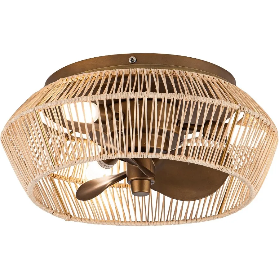 

Ceiling Fans with Lights and Remote 13 Inch Caged Ceiling Fan with Light Bladeless Flush Mount Ceiling Fans for Bedroom Bathroo