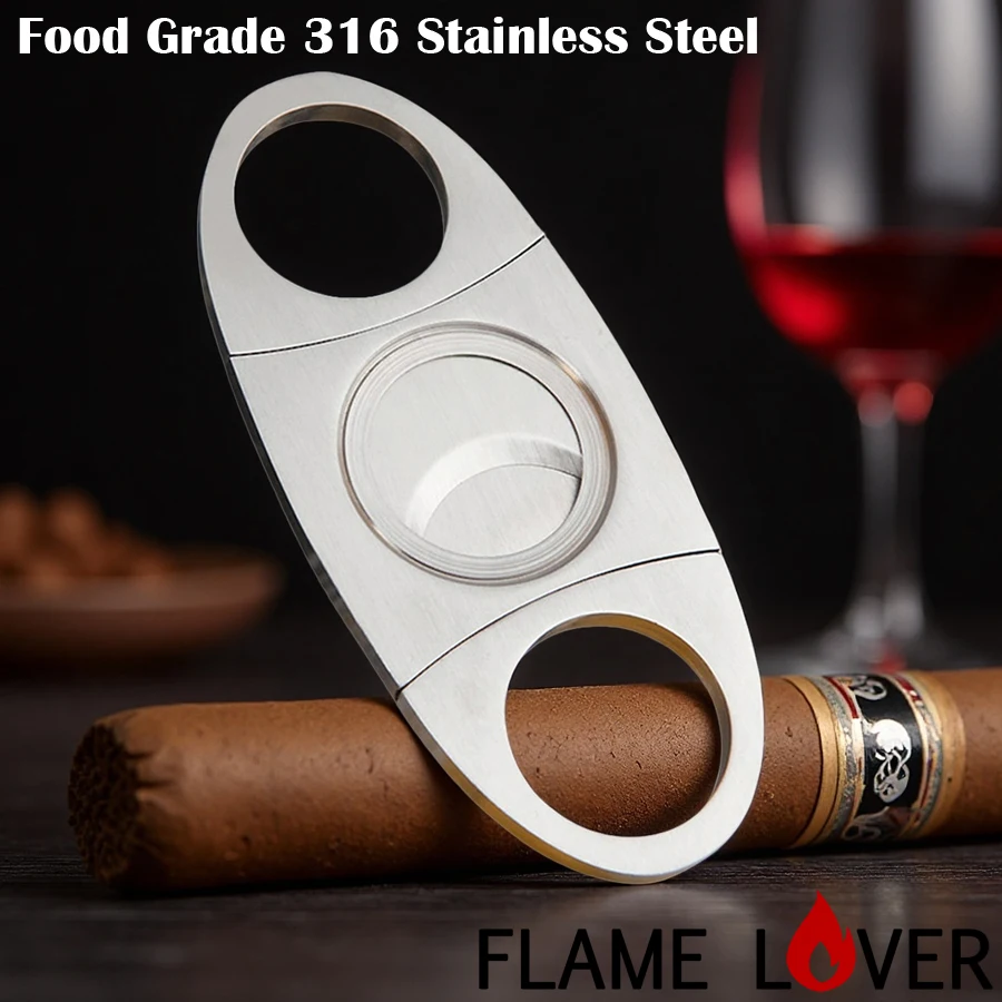 

Flame Lover Cuba Cigar Cutter Guillotine Puncher Scissors Stainless Steel 2 Blades Men Smoking Accessories Gift Cortapuros 1112