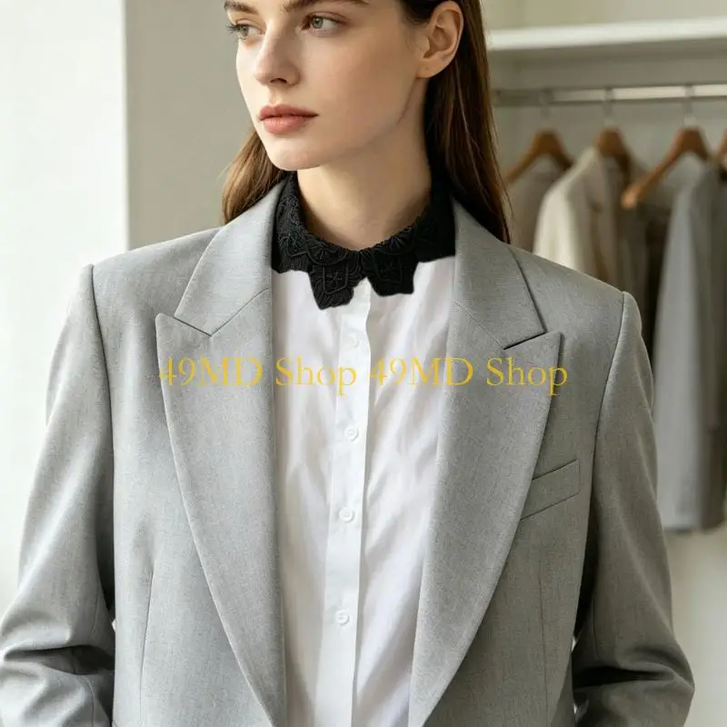 49MD Lace Collar Insert for Women, Detachable Shirt Collar with Openwork Detail for Sweaters Jackets and Dresses