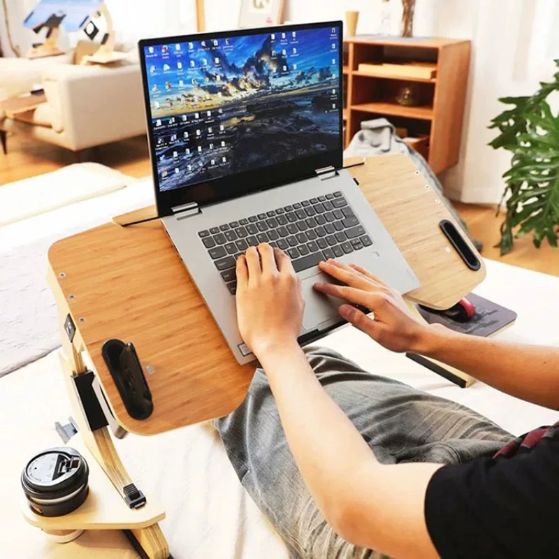 Laptop Bed Desk 5 Angle Adjustable Foldable Wooden Stand for Lying Down Flat Reclining Position Ergonomic Multi Scene Use