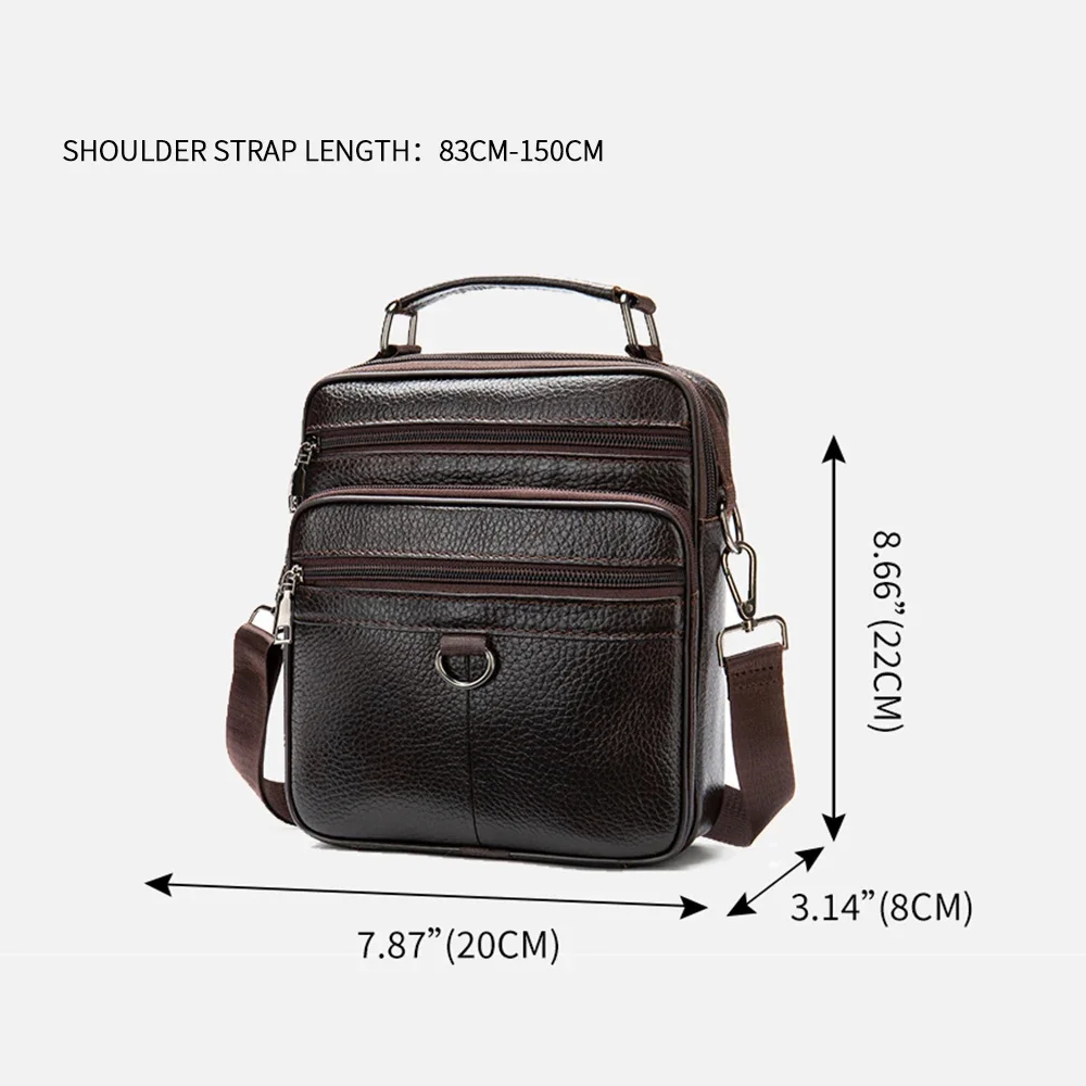 Black 100% Genuine Leather Men\'s Shoulder Messenger Bag for Men Crossbody Bags new Small Man Designer Handbag Bolso Male