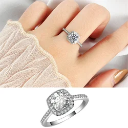 Trendy Crystal Zircon Engagement Rings For Women Girl Fashion Silver Plated Adjustable Ring Female Wedding Party Jewelry Gifts