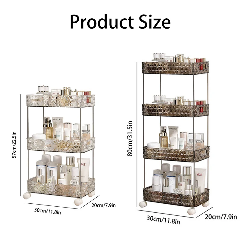 Bathroom Organizer Shelf With Wheel Home Kithen Acryl Storage Shelves Makeup Skincare Shampoo Holder Desktop Rack New Design