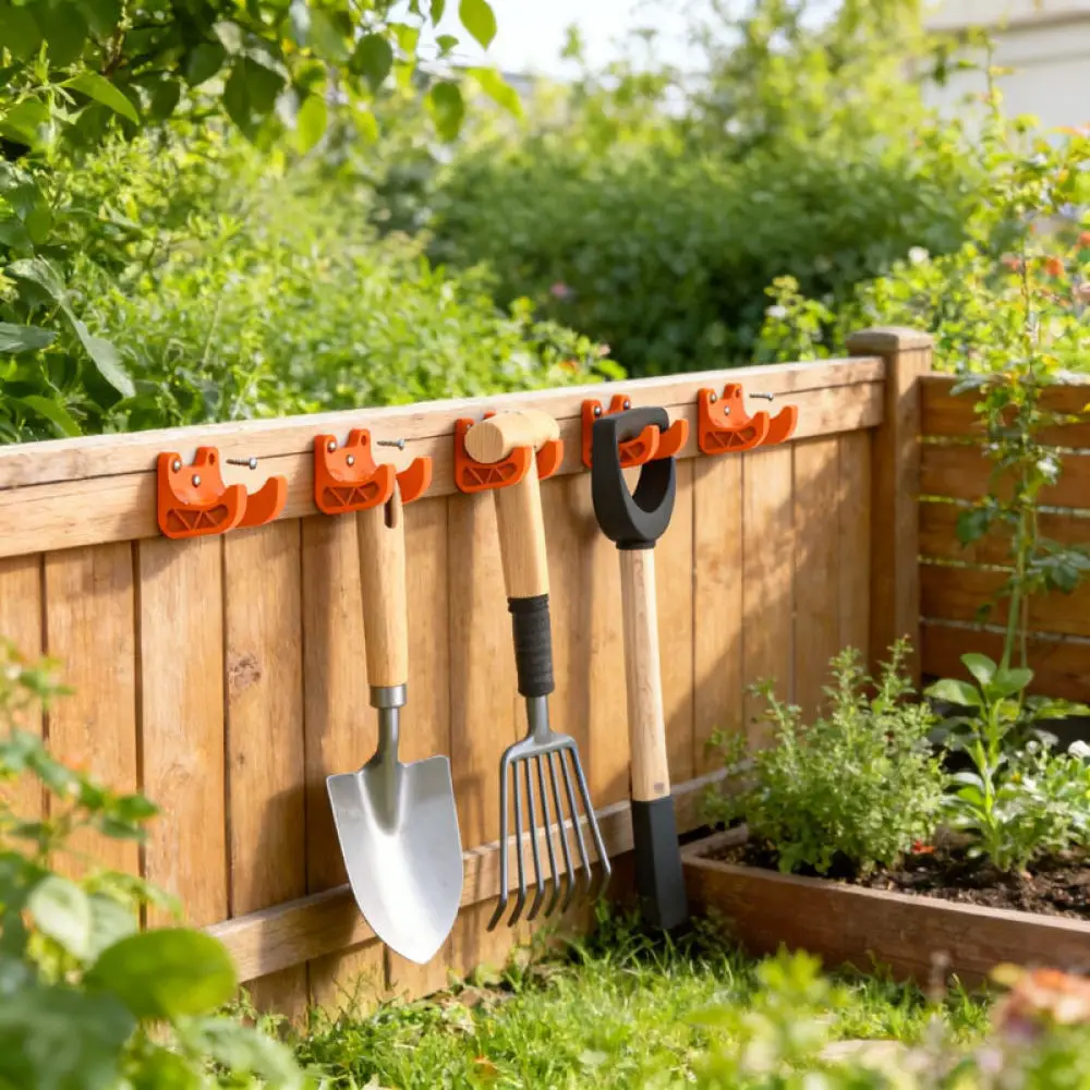 Garage Organization System Wall Mount Garden Tool Storage Holder For Long Handled Rakes Shovels Outdoor Shed Organizer