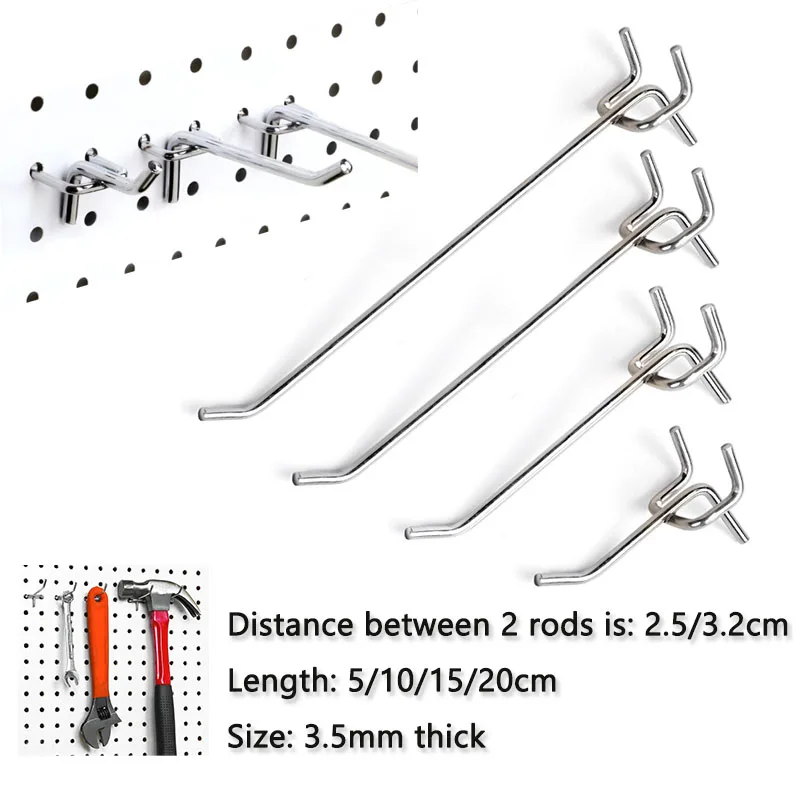 Display Hooks Retail Shop Peg Storage Metal Racks Panel Hook Goods Shelf Holder Perforated Hangs Hangers Wall Pegboard Hook