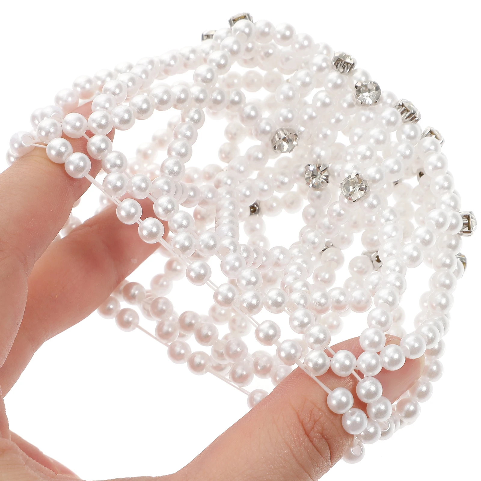 

Elastic Crochet Net Scrunchies Bun Cover Women Ballet Dance Gymnastics Sports Rhinestone Hair Elegant for Hair
