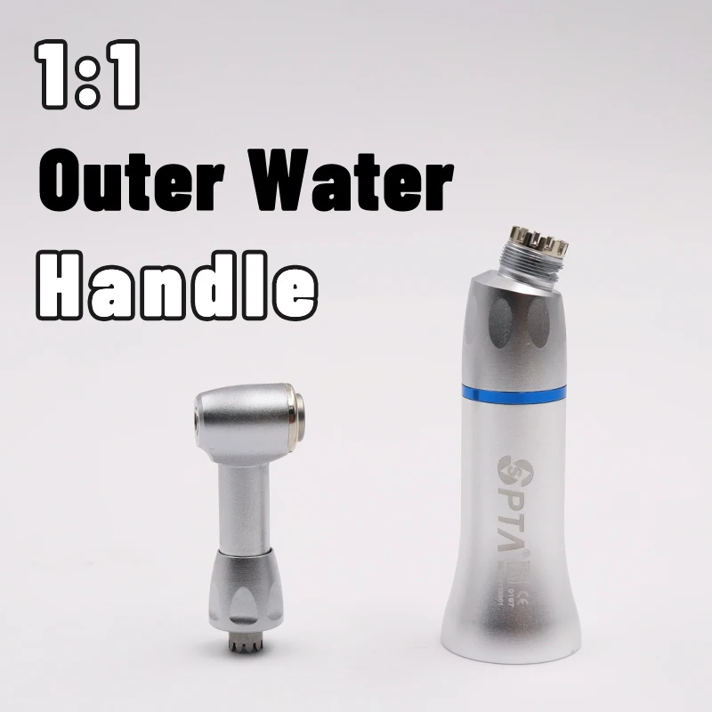 Dental Push Button Type Slow Speed Contra Angle Handpiece Turbine E-type Low Speed Kit 1:1 External Water Spray Air Turbine