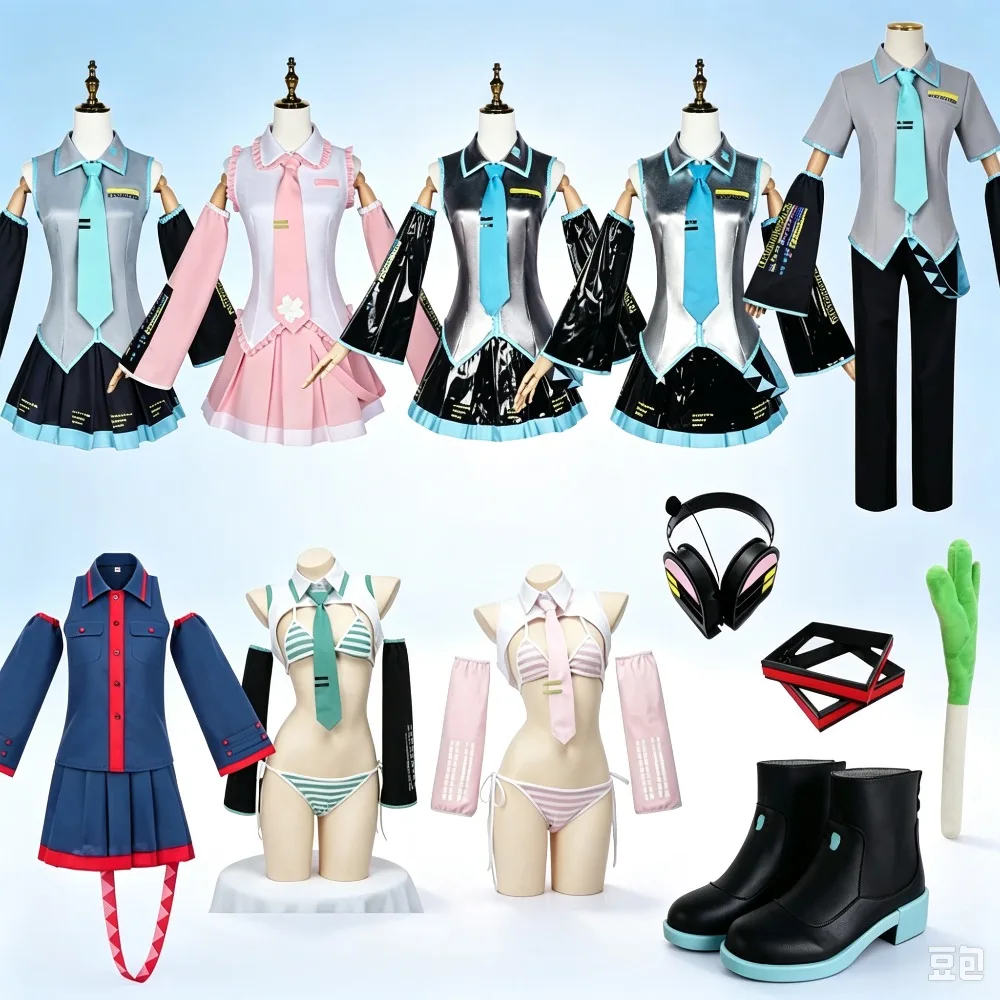Costume de cosplay complet de style Idol Vocaloid Virtual Singer Miku, pour jeu de rôle anime, unisexe adulte, pour Halloween et Comic Con