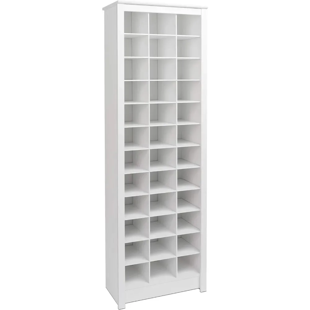 60 inch Shoe Cubby Console, White & Space-Saving 36 Pair Shoe Storage Cabinet With Cubbies, 13