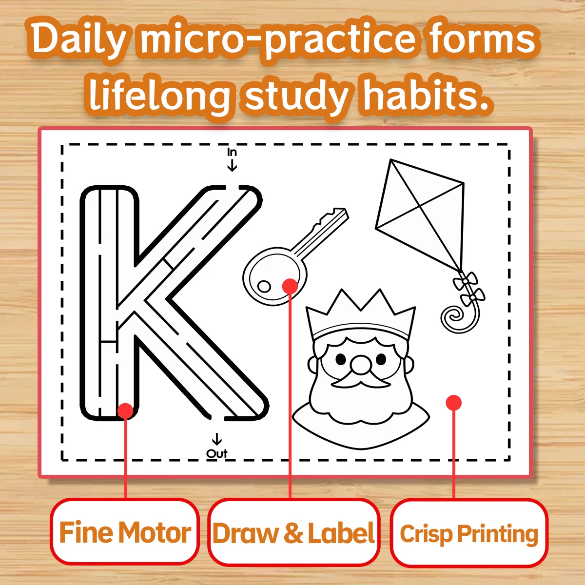 Children's alphabet coloring book, cute cartoon patterns, preschool early education workbook, boost your baby's hands-on skills