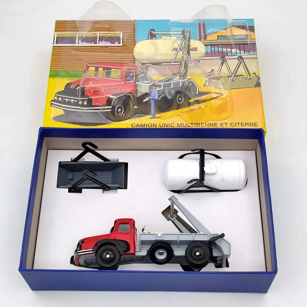 Atlas Dinky 805 Truck Unic Multibenne Marrel and tank Primagaz Diecast Toys Auto Car Collection Gift