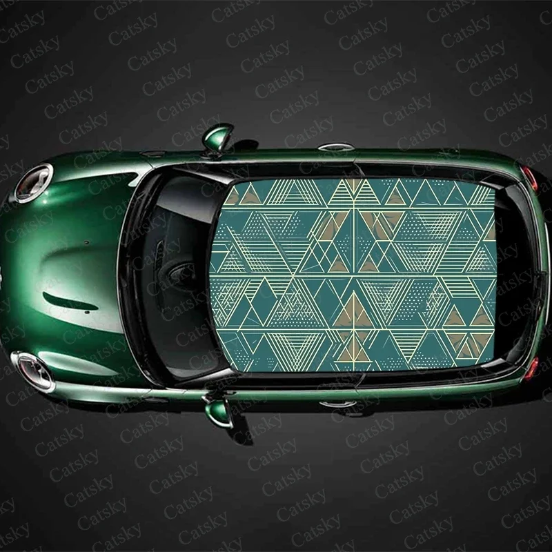 Symmetrical Geometric Pattern Car Roof Sticker Wrap Racing SUV Accessories Packaging Painted PVC Custom Car Graphic Decal