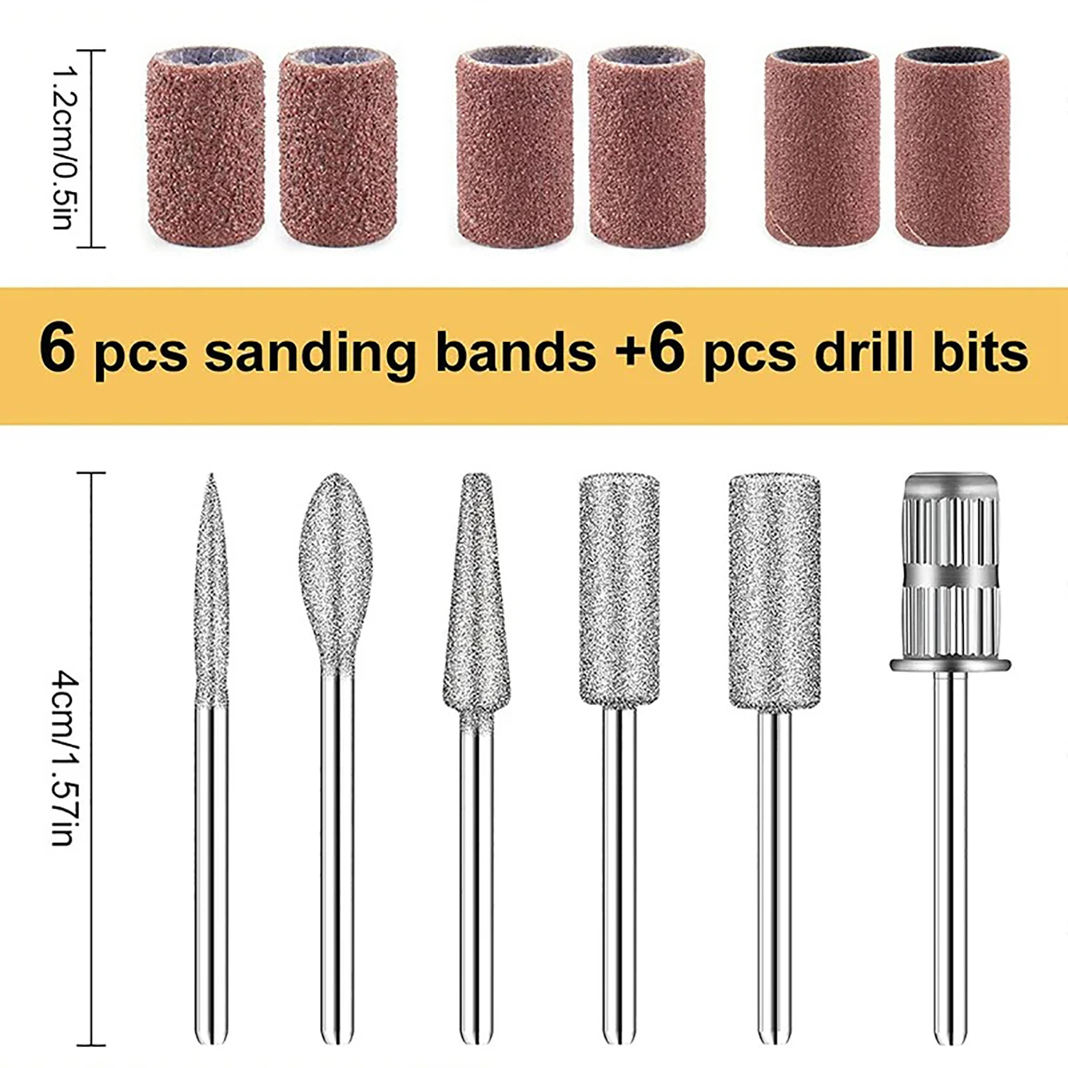 Nagelboorset 6-delige frees Polijsten en verwijderen van accessoires als dode huid Gereedschap Nail Art Pedicure Manicure Gereedschap