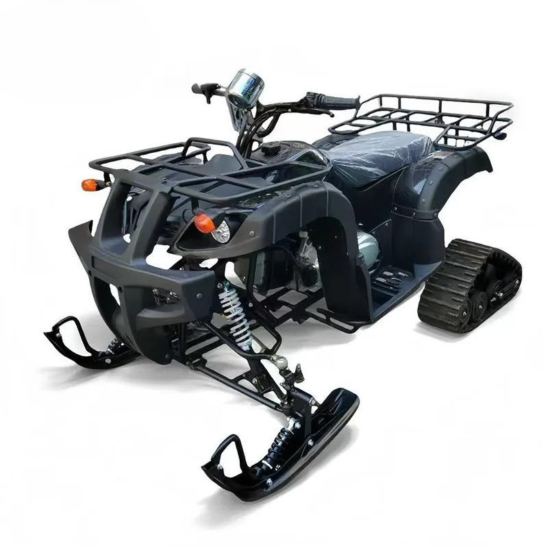 150cc 200cc 4-Stroke Gas Powered Tracked Snow ATV Quad Snowmobile Winter Ski Sled with Front Rear Cargo Racks for Adult Rider