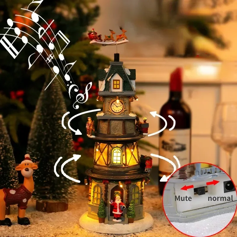 Christmas Gift Christmas Tree Music Box Ornaments With LED Light Deer Santa Claus Merry Christmas Decoration for Home Party Xmas