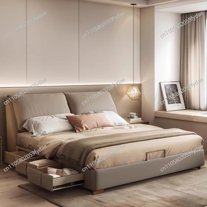 Bed Wooden  Comfortable Sleeping Large Size Soft Bed Fashion Interior Muebles Ornaments Home Decor
