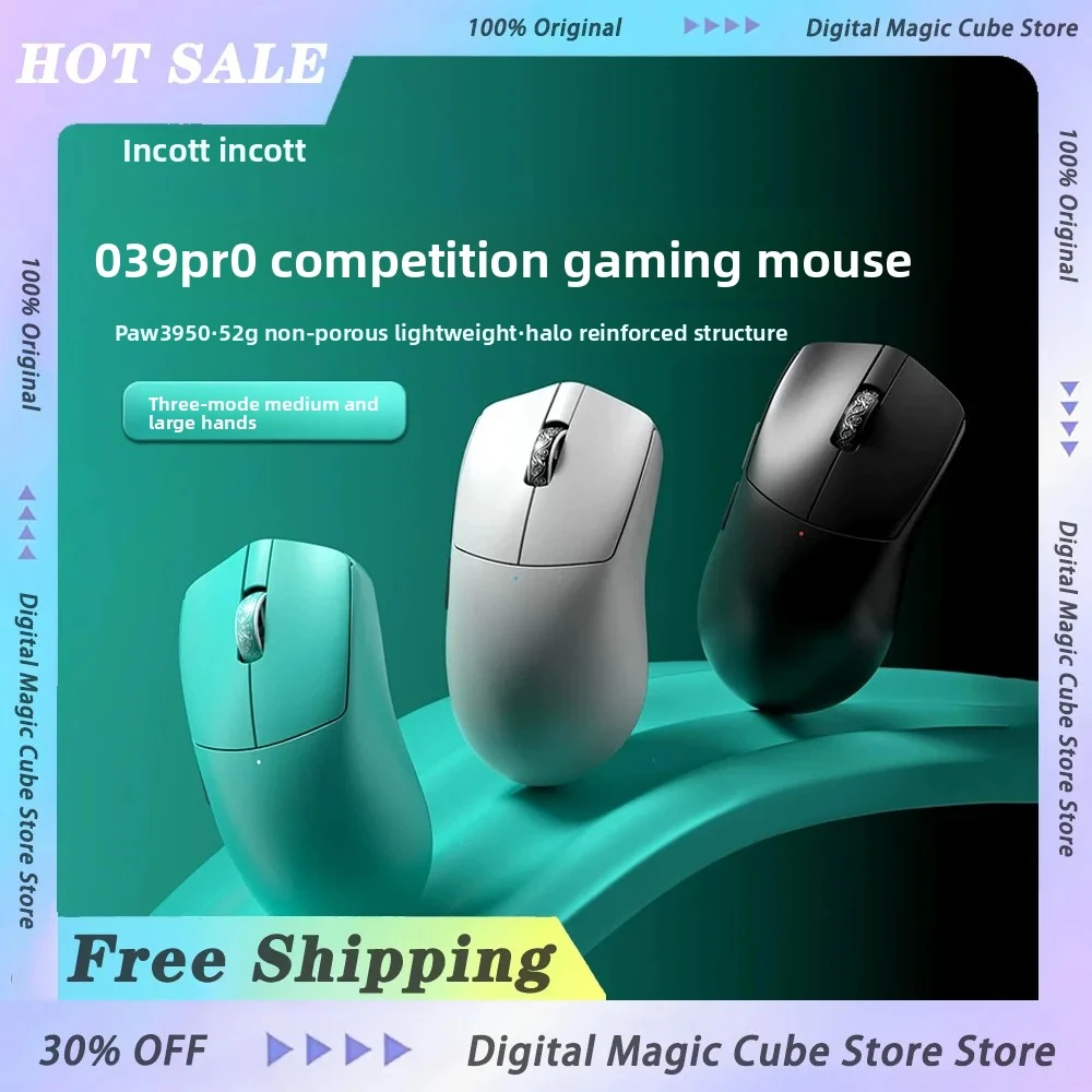 Incott 039PRO E-sport Gaming Mouse 3-Mode Wireless Web Driver Ergonomics Lightweight Gaming Mouse Long Battery Life Mice PC Gift