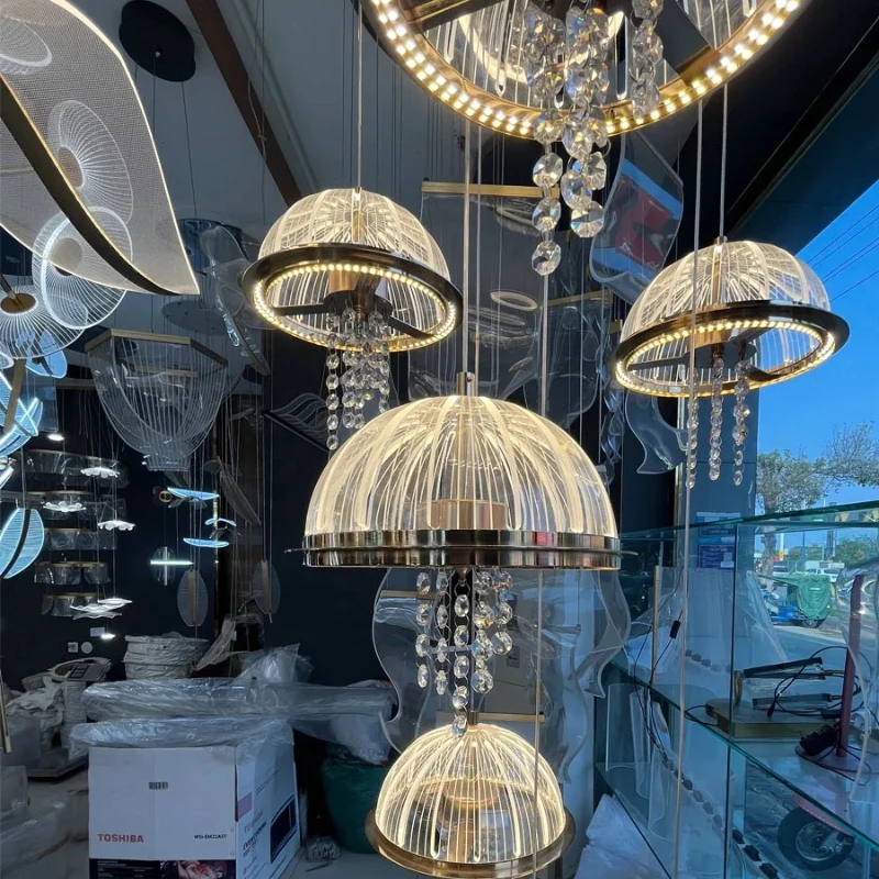 Customizable Modern Luxury Jellyfish Led Pendant Lights Staircase Chandelier for Duplex Villa Loft High Living Room