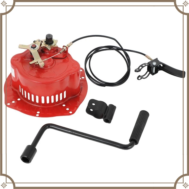 Hand Crank No-Pull Starter Assembly Air Cooled Diesel Motor Tiller Accessories Fit 173F 178F 186F 188F 192F